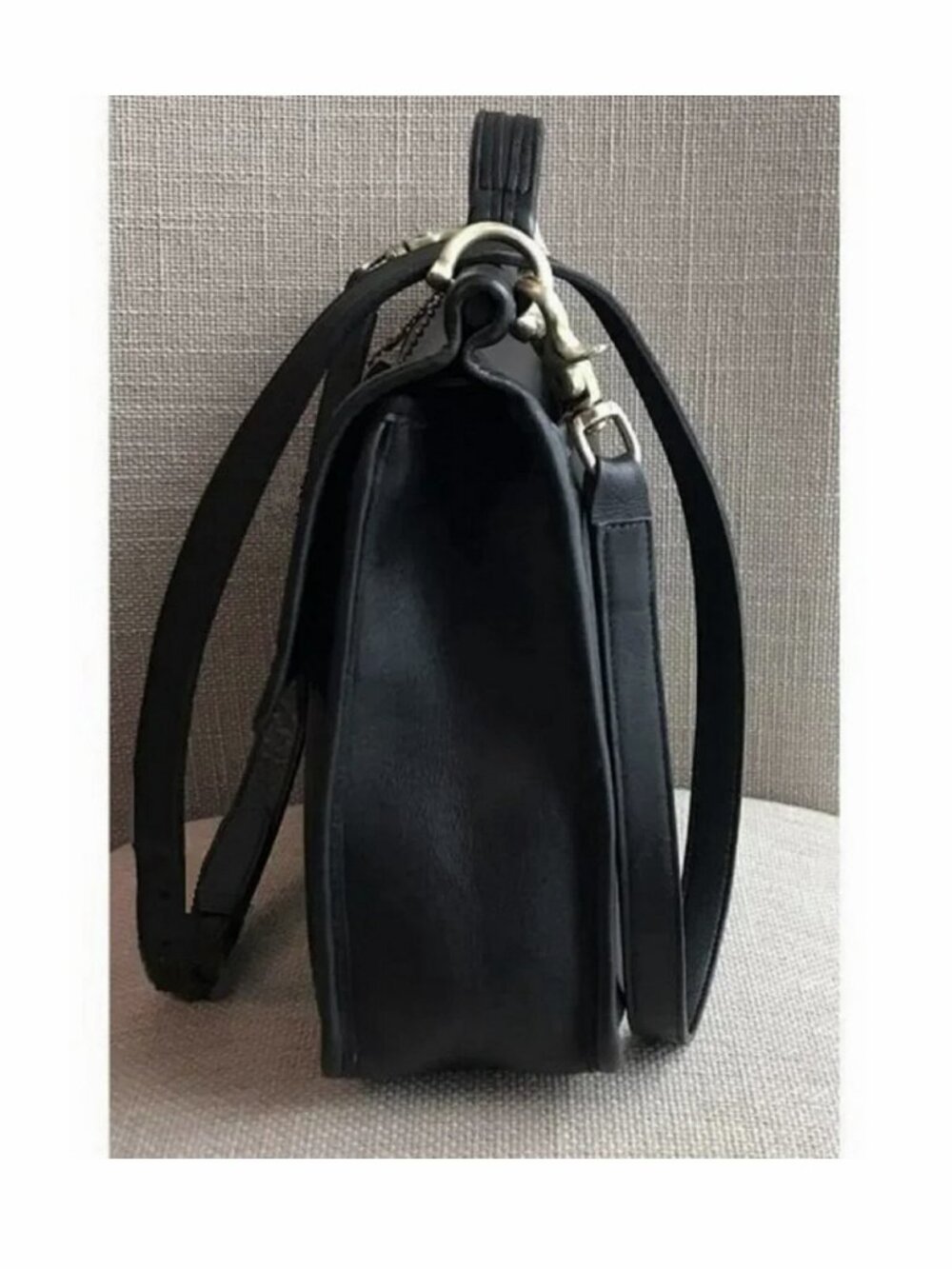 Coach Vintage Willis Black Leather Crossbody Top Handle Satchel Purse - Picture 3 of 9